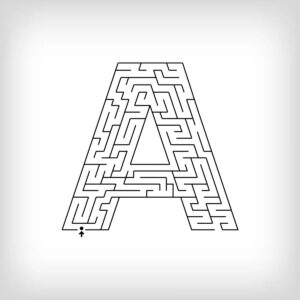 maze shaped like the letter A of the alphabet to print