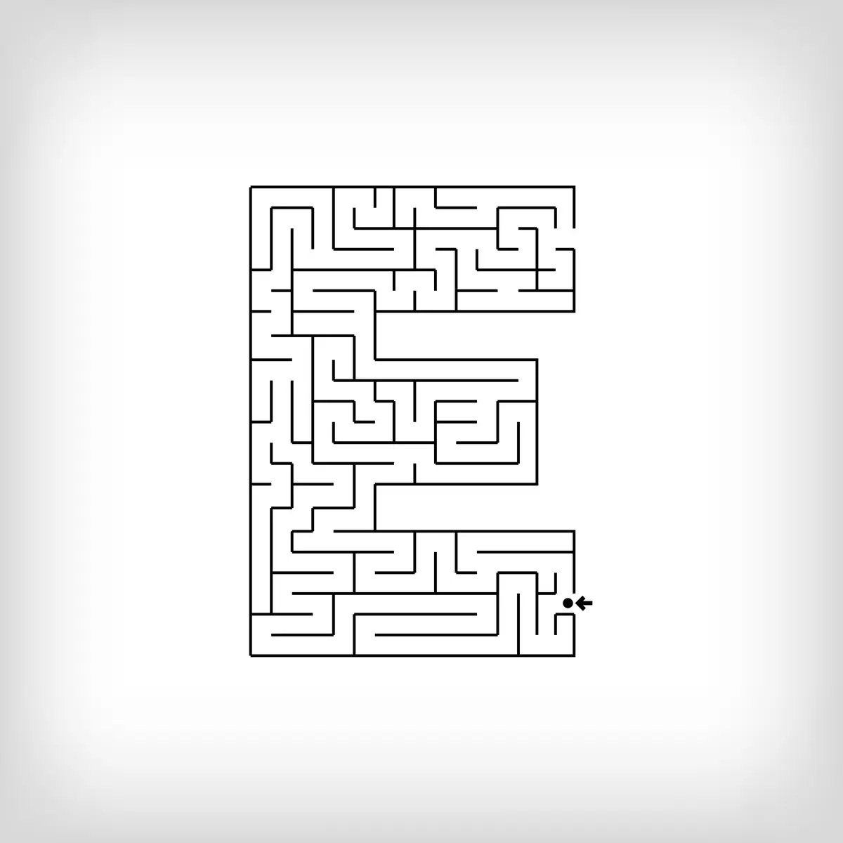 maze shaped like the letter E of the alphabet to print