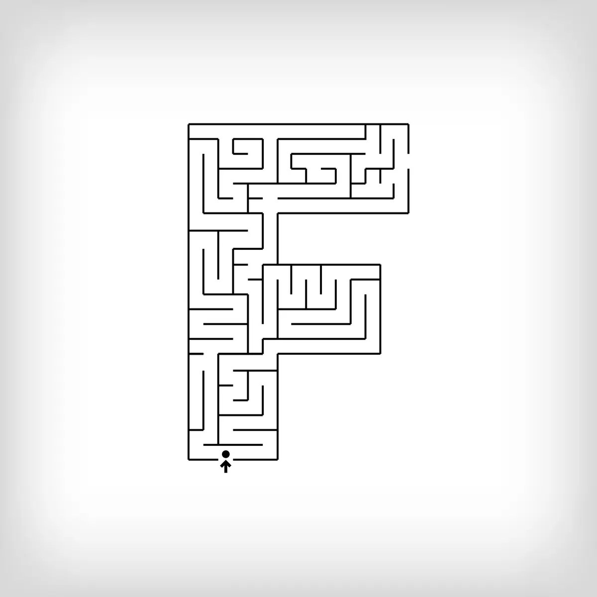 maze shaped like the letter F of the alphabet to print
