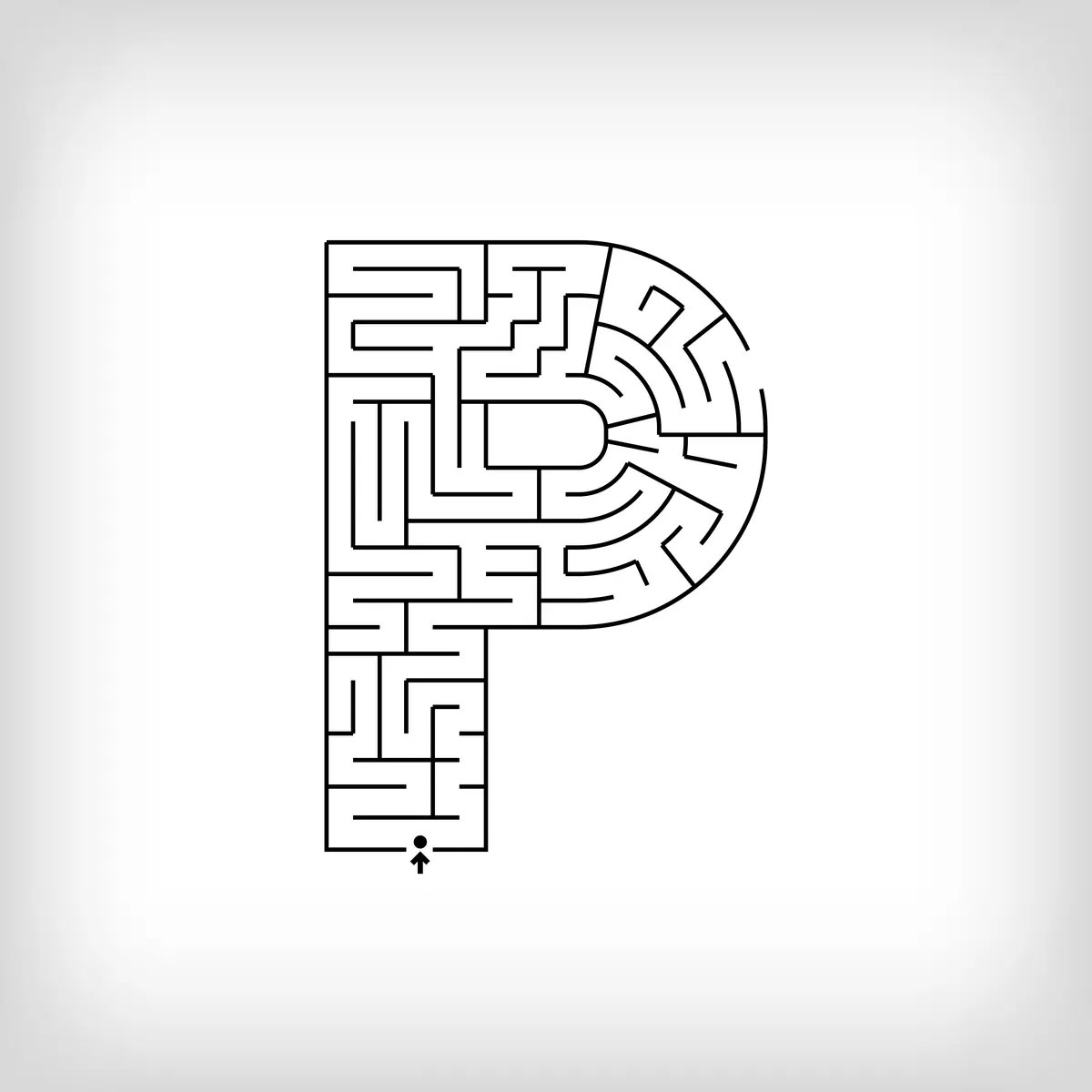 maze shaped like the letter P of the alphabet to print
