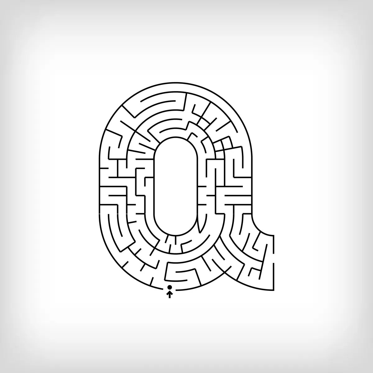 maze shaped like the letter Q of the alphabet to print