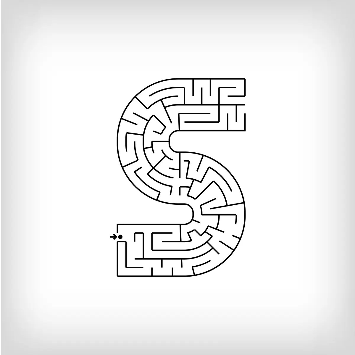 maze shaped like the letter S of the alphabet to print