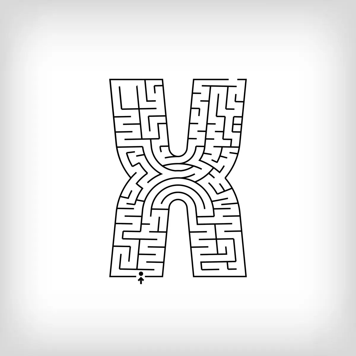 maze shaped like the letter X of the alphabet to print