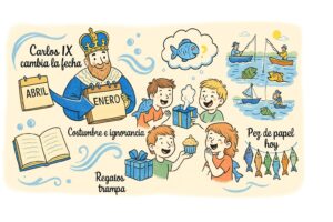Historia ilustrada de la tradición del día de las bromas para niños