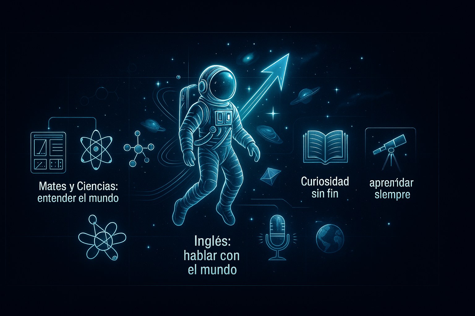 Niño pequeño estudiando ciencias para convertirse en astronauta