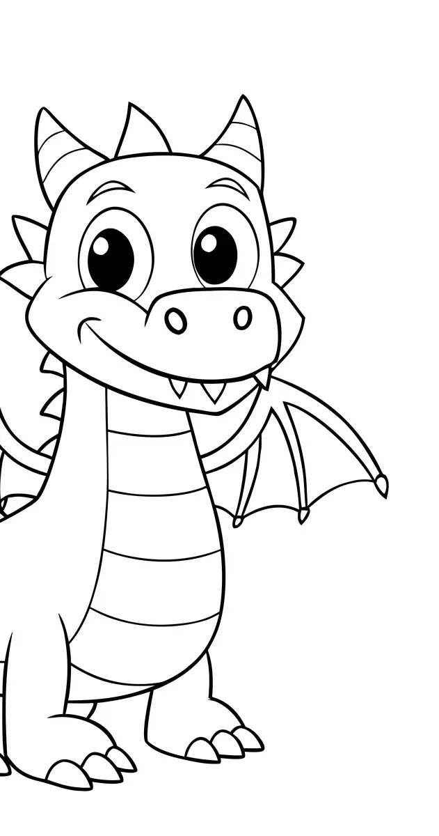 cute baby dragon colouring page to print