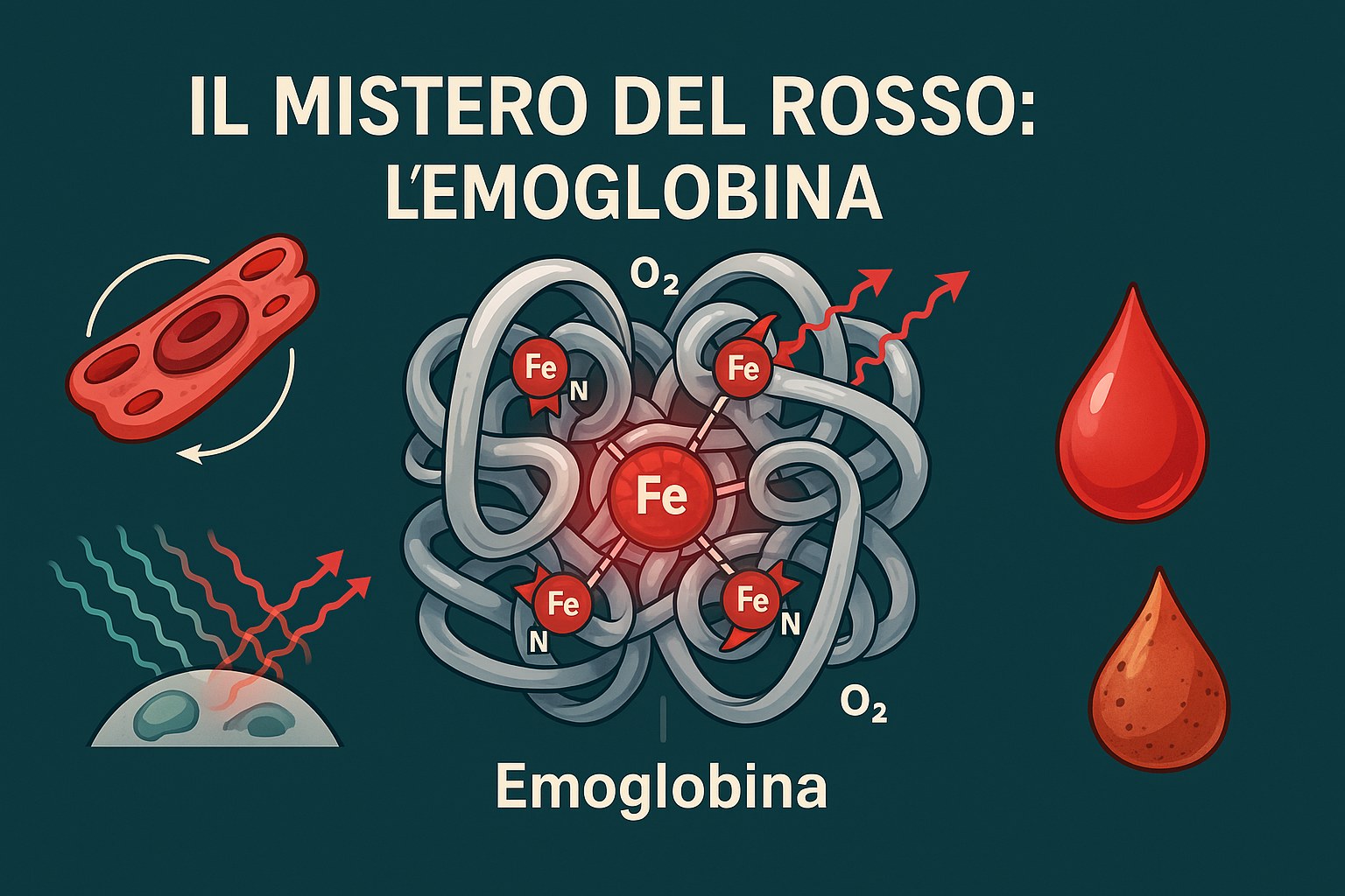 Rappresentazione dell'emoglobina e dei globuli rossi nel sangue