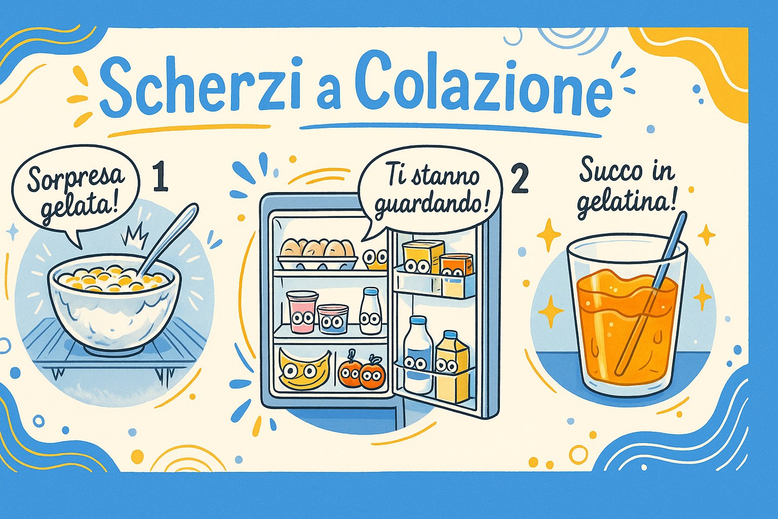 Bambino sorpreso davanti a una ciotola di cereali per il Pesce d'aprile