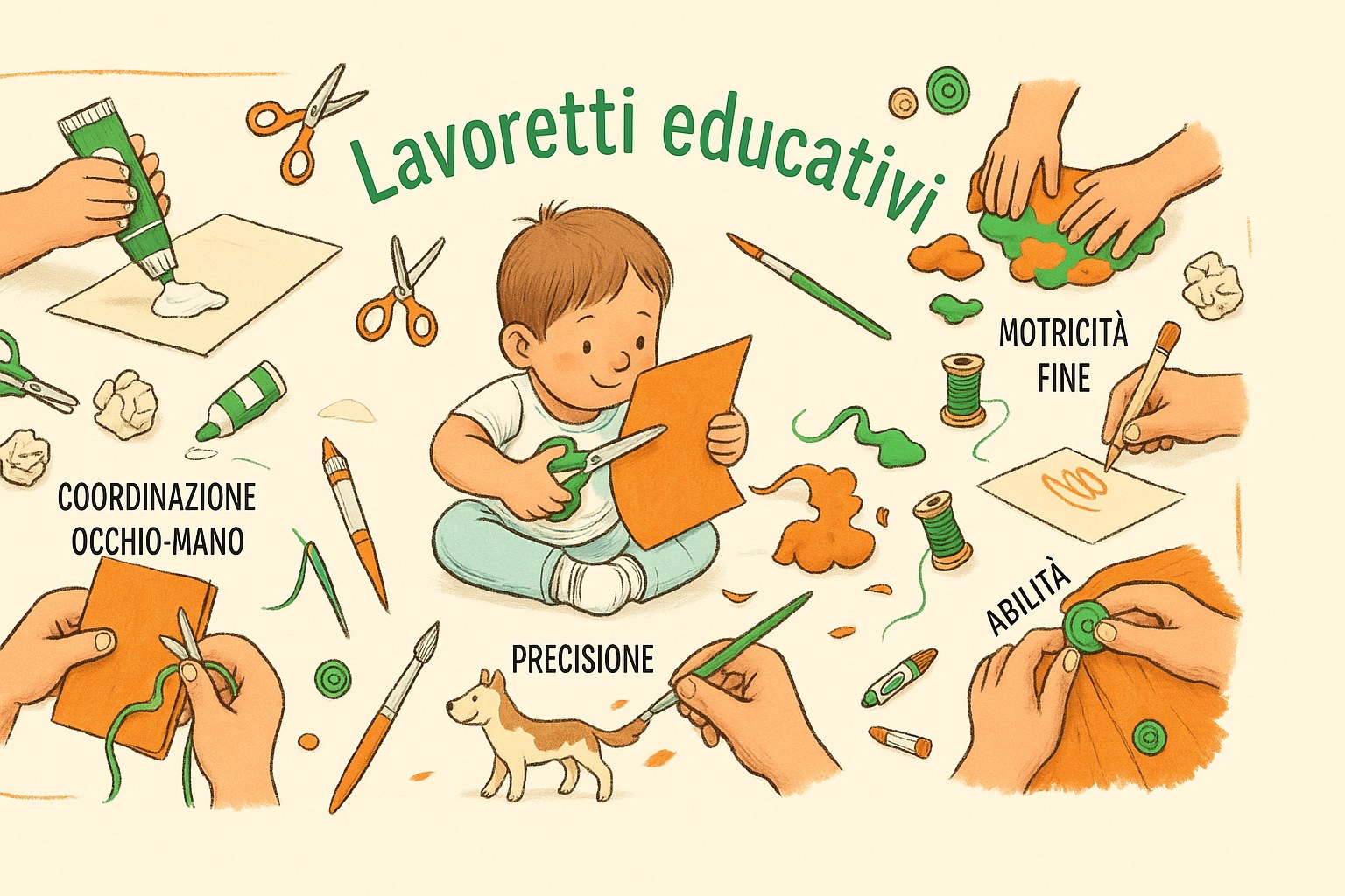 Un bambino concentrato durante un'attività di lavoretti educativi