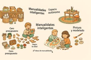 Niños haciendo manualidades con rollos de cartón y pintura