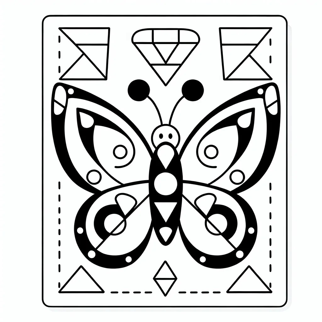 Geometric butterfly colouring page to print