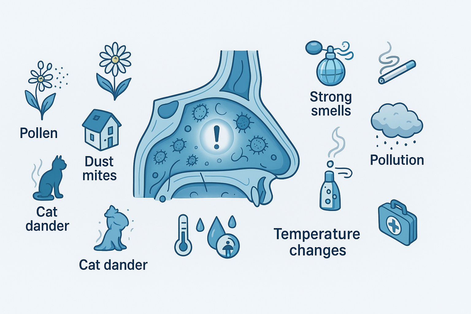 Infographic explaining the different causes of repeated sneezing