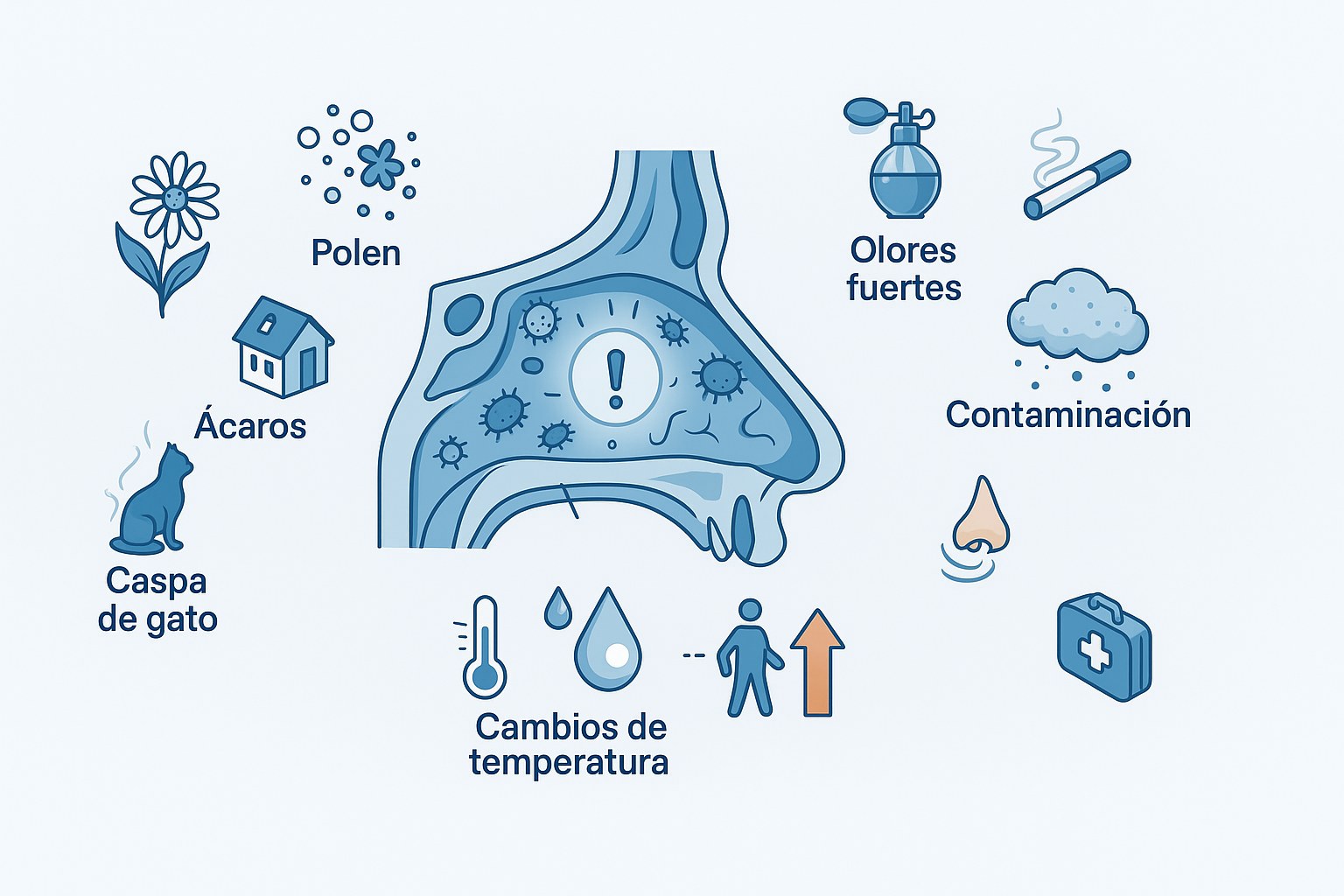 Infografía que explica las diferentes causas de los estornudos repetidos