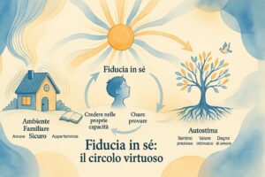 Schema che illustra il circolo virtuoso della fiducia in sé nel bambino