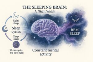 Depiction of the intense brain activity during nighttime sleep