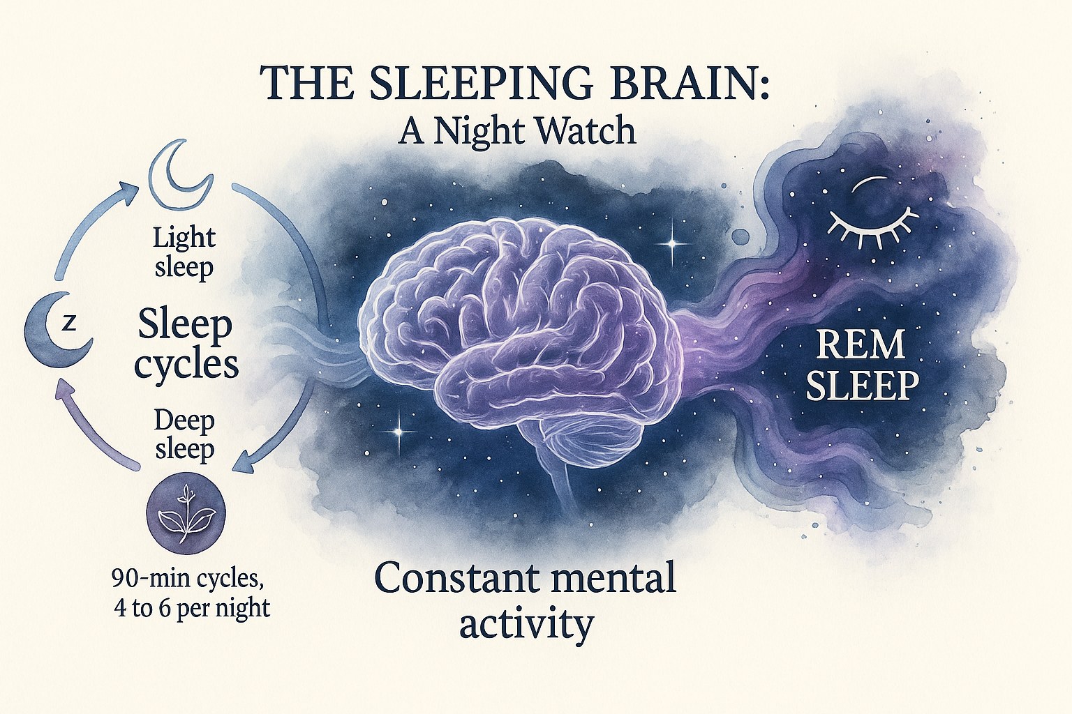 Depiction of the intense brain activity during nighttime sleep