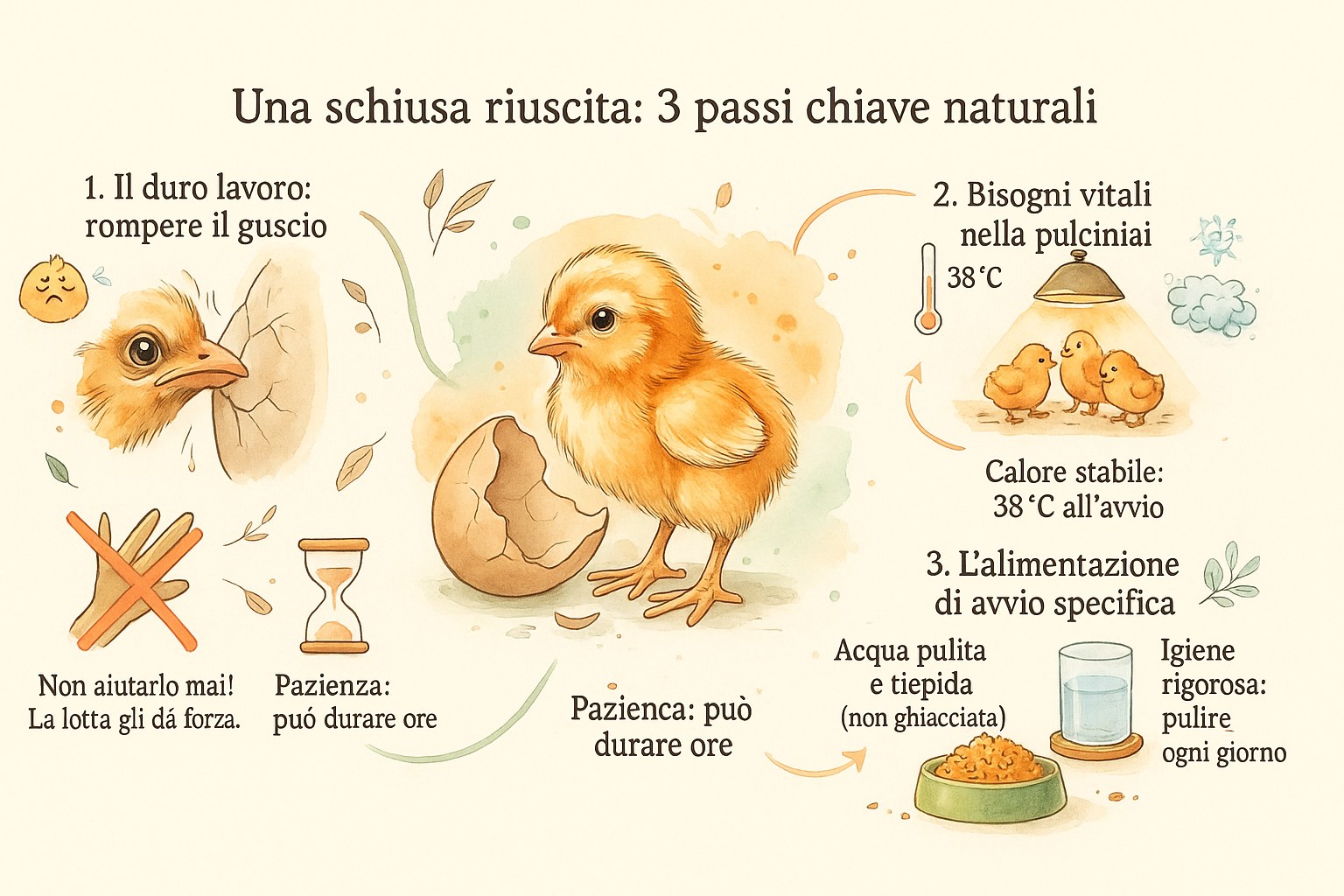 Un pulcino che esce dal suo guscio durante la schiusa