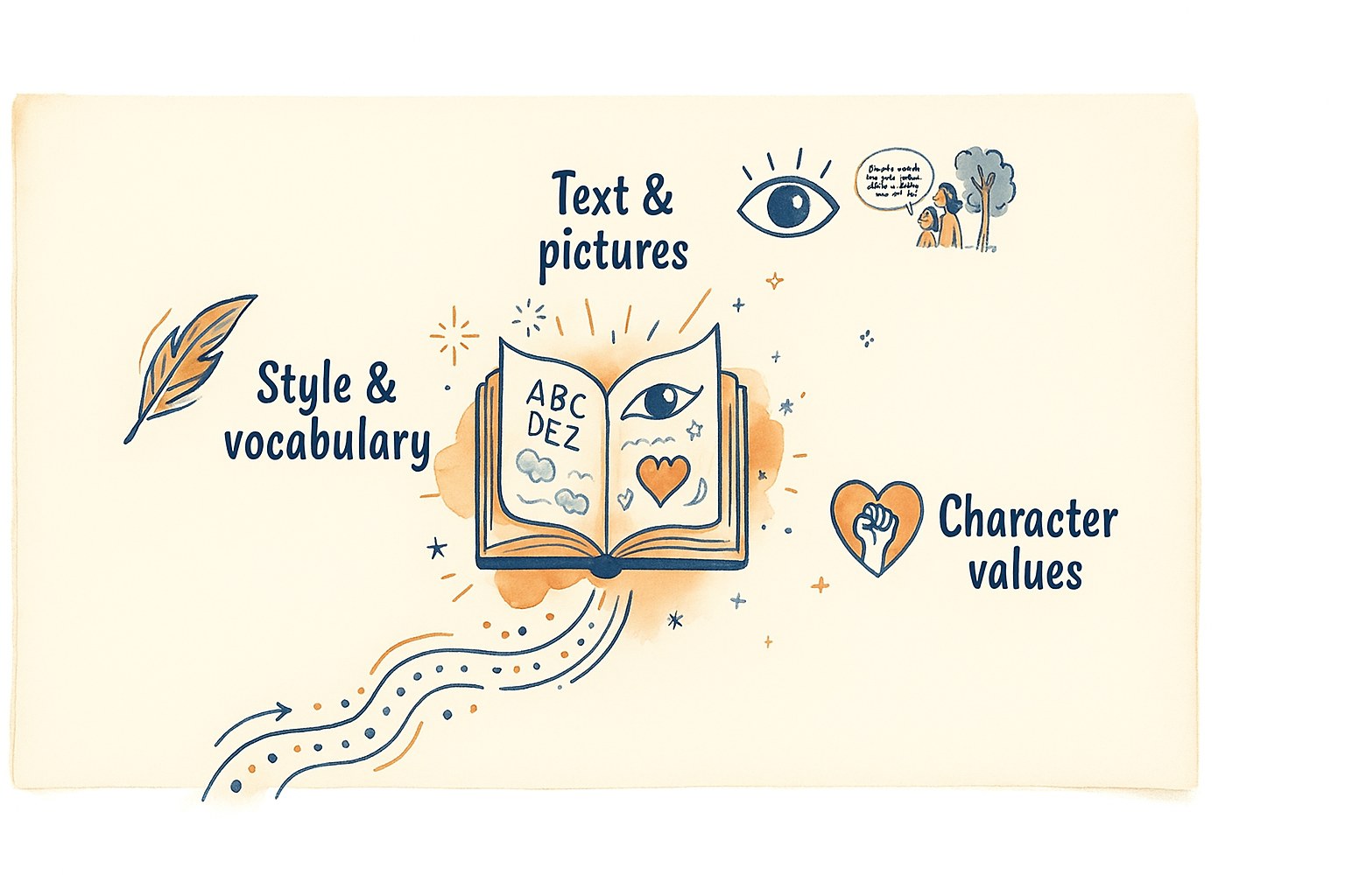 Illustrated guide to choosing a children's book: style and vocabulary, text and pictures, character values