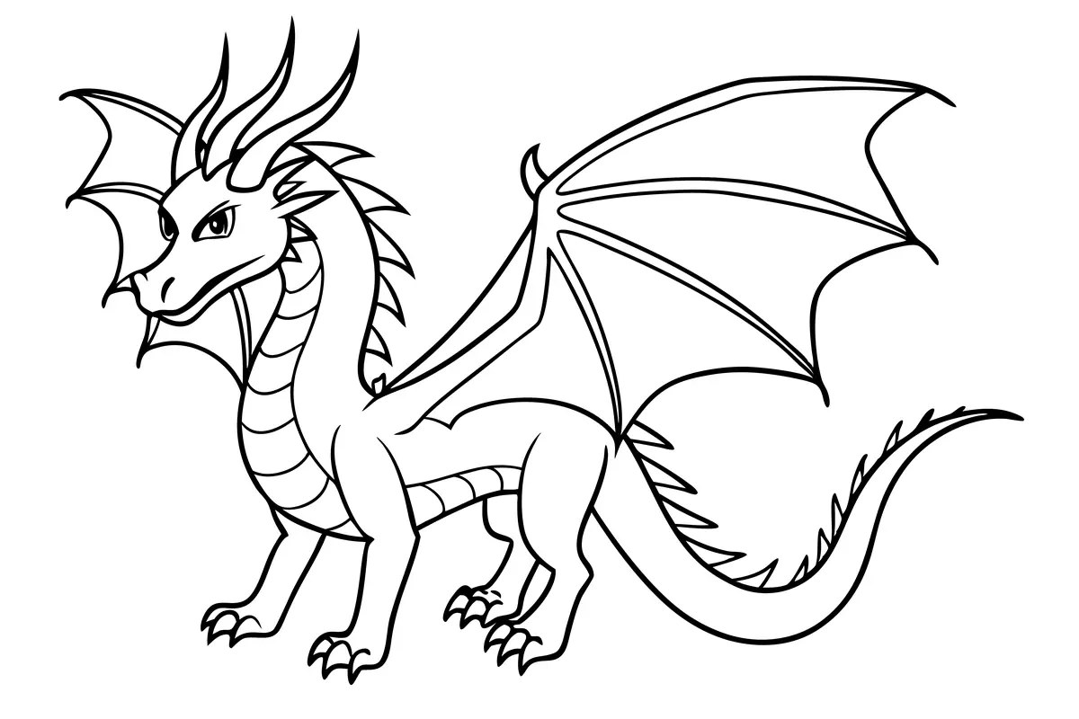 classic majestic dragon colouring page to print