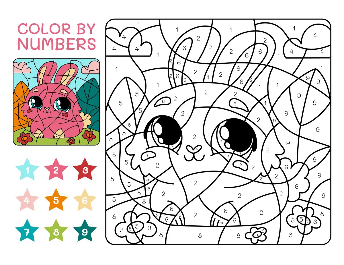 Colour-by-code rabbit to print (9 colours)