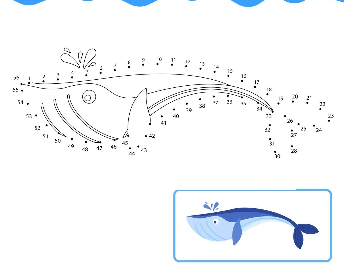 humpback whale connect-the-dots to print