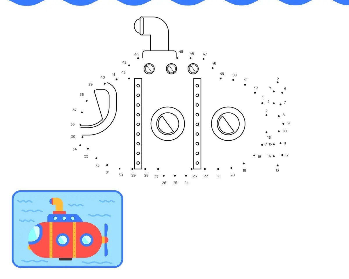 submarine connect-the-dots to print