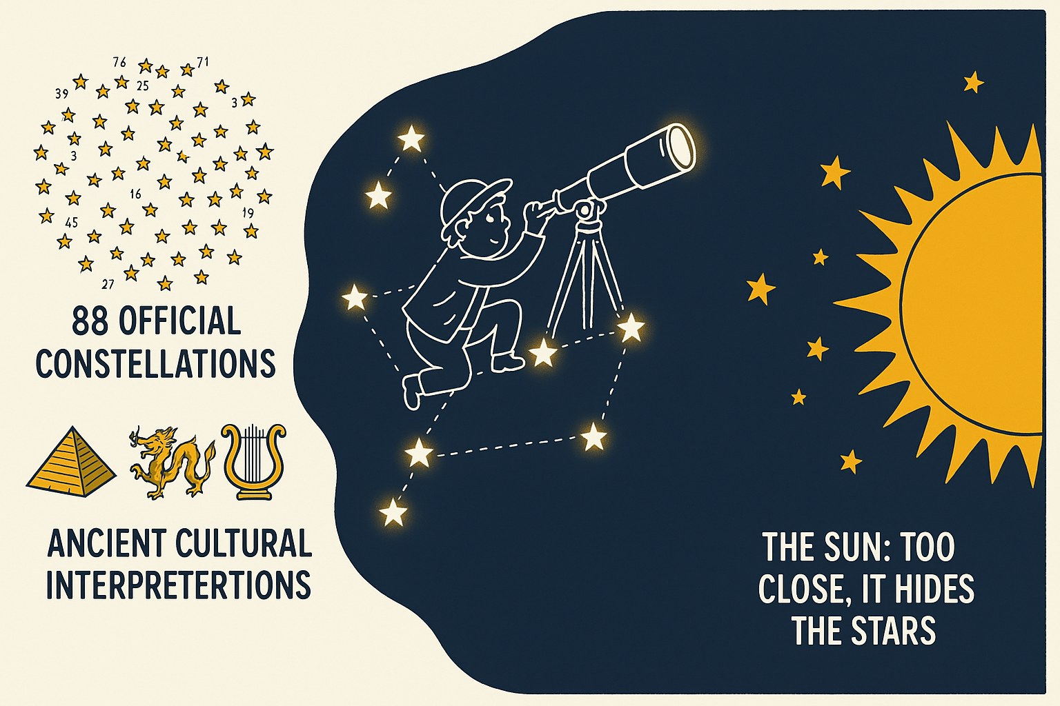 Children watching the stars and the constellations in the night sky