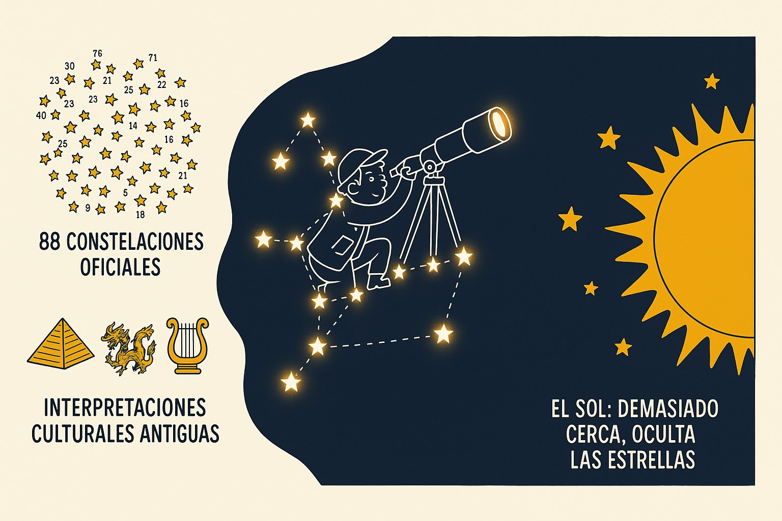 Niños observando las estrellas y las constelaciones en el cielo nocturno