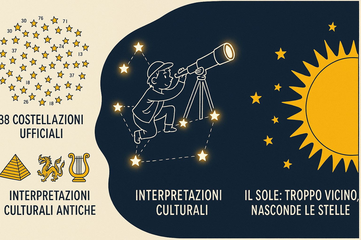 Bambini che osservano le stelle e le costellazioni nel cielo notturno