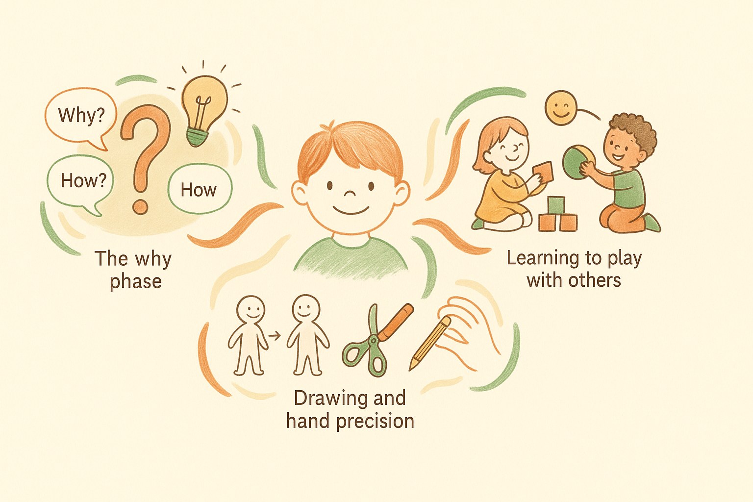 A 4-year-old child drawing with concentration to develop fine motor skills