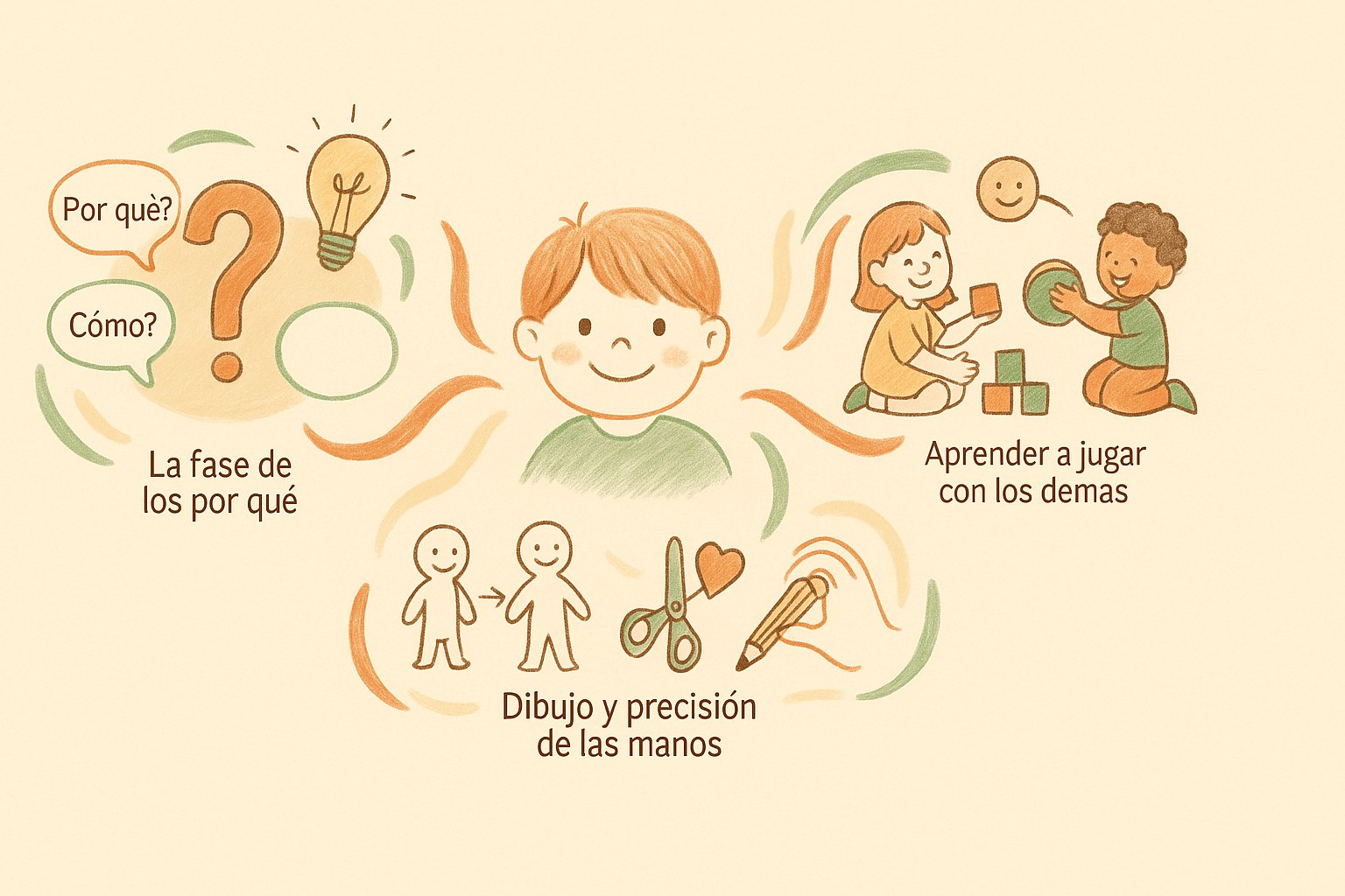 Niño de 4 años dibujando con concentración para desarrollar su motricidad fina
