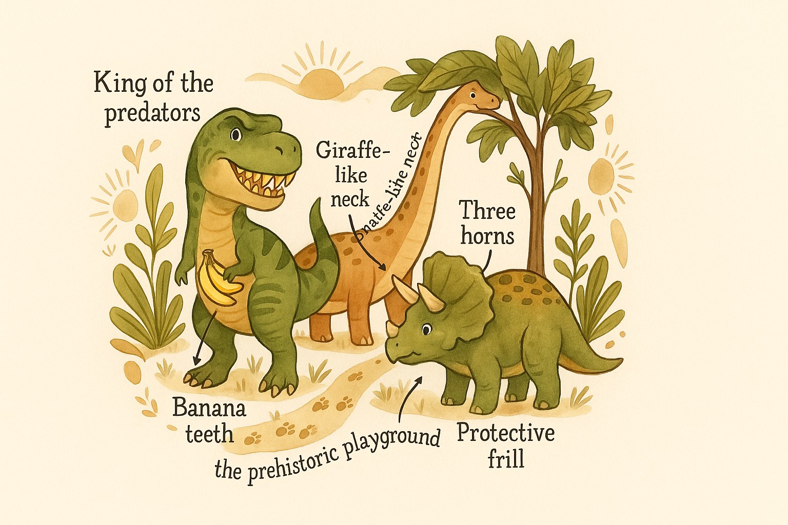 Illustration of colourful dinosaurs for children