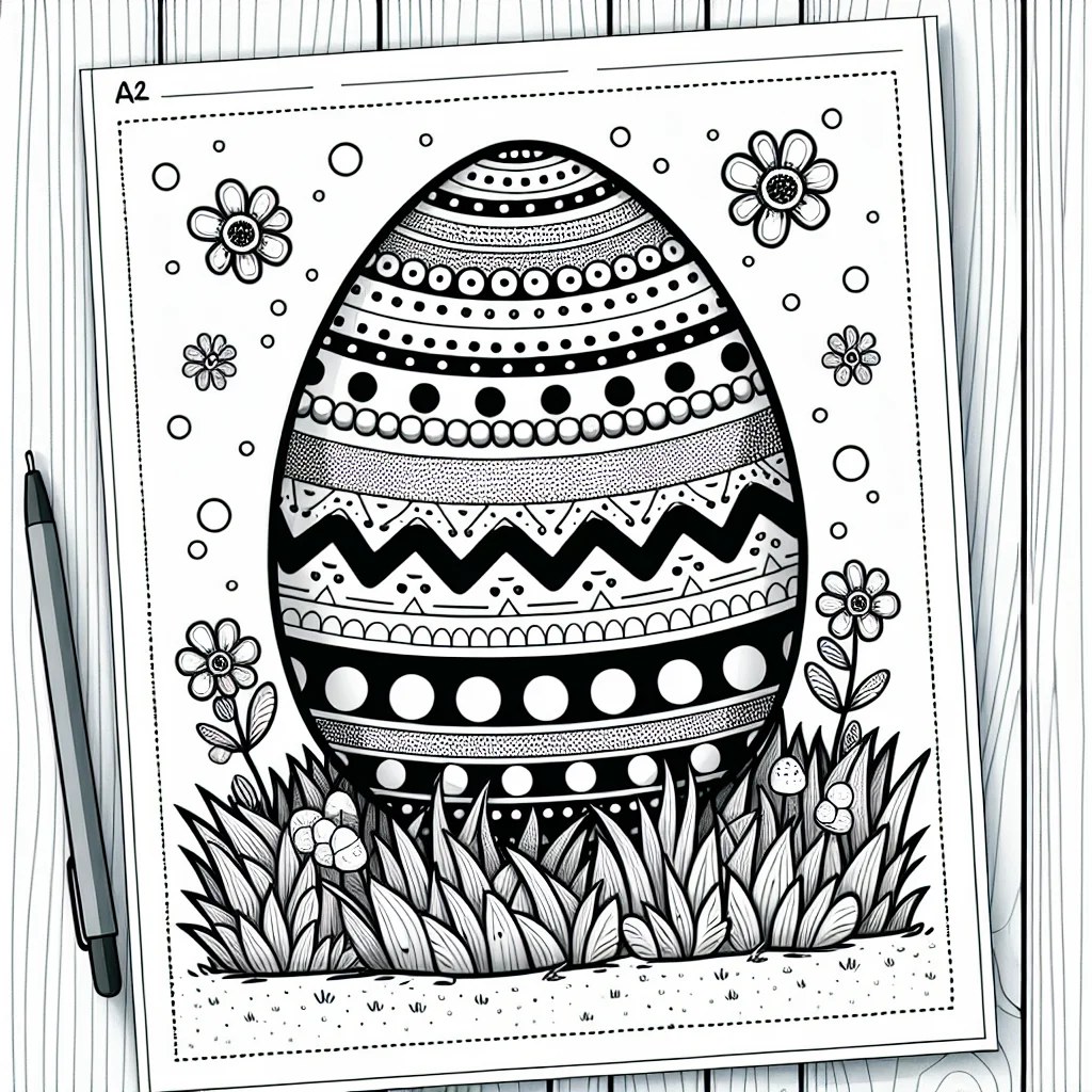 decorated Easter egg colouring page to print