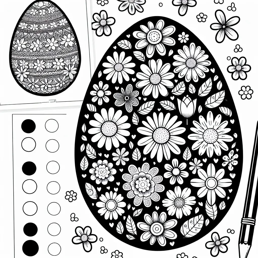 floral Easter egg colouring page to print