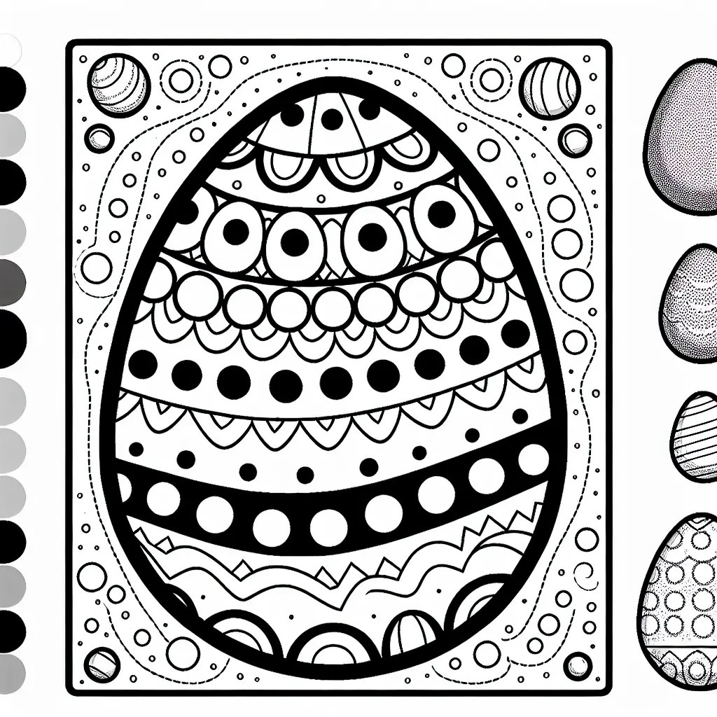 polka-dot Easter egg colouring page for young children to print