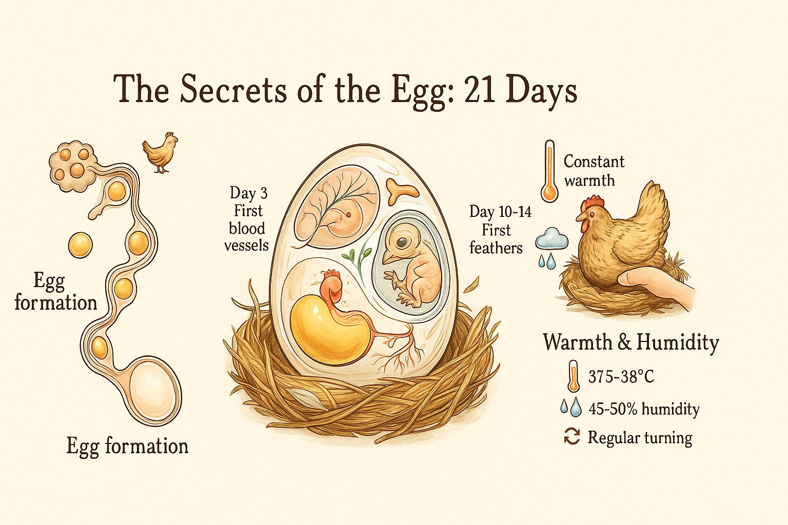 Learning diagram of the chick's life cycle inside its egg