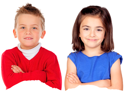 Two smiling kids with nature activity books