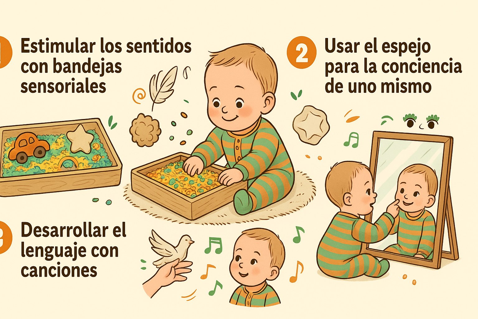 Bebé divirtiéndose con una bandeja sensorial de colores