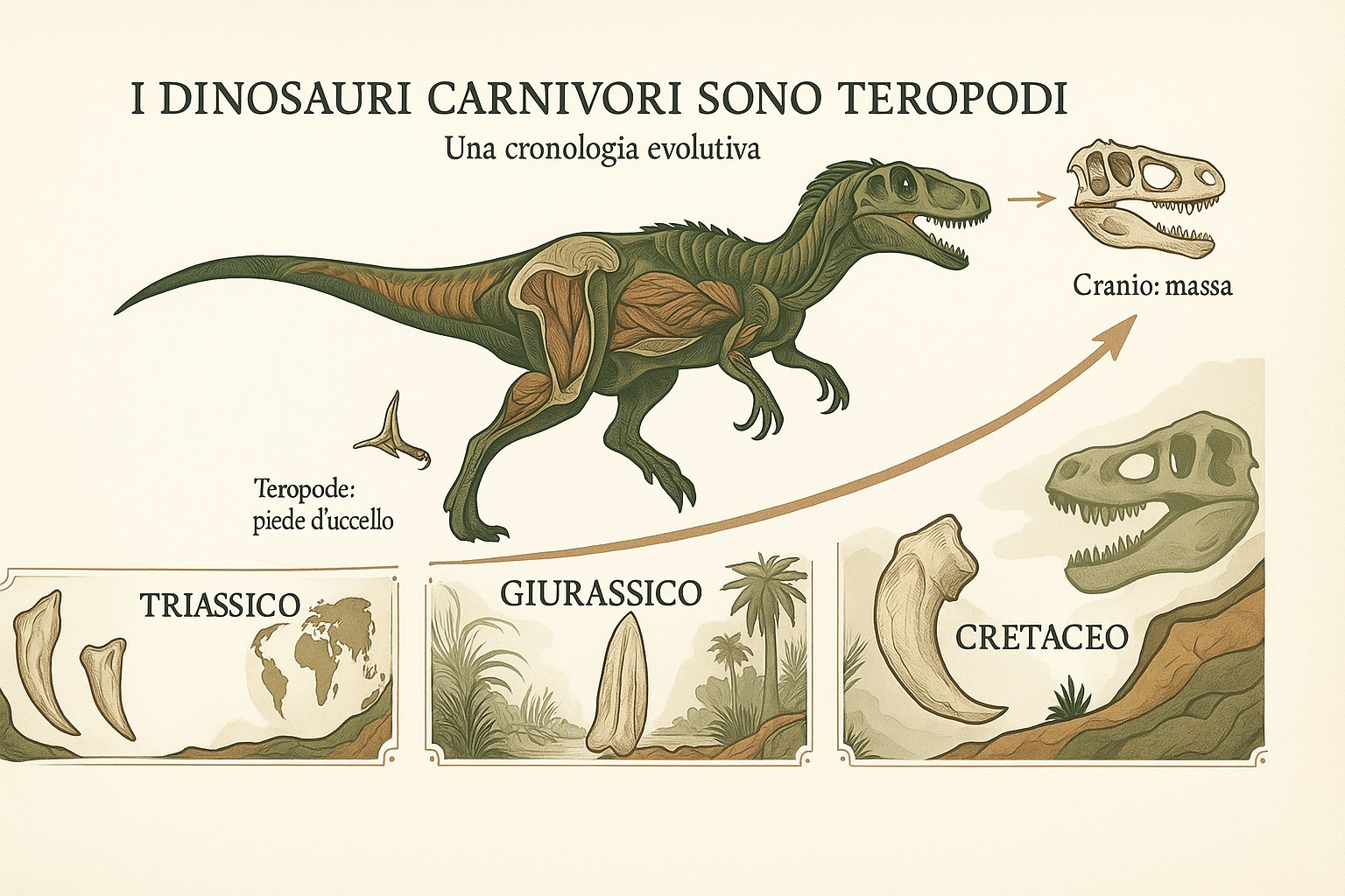 Evoluzione dei dinosauri teropodi dal Triassico al Cretaceo