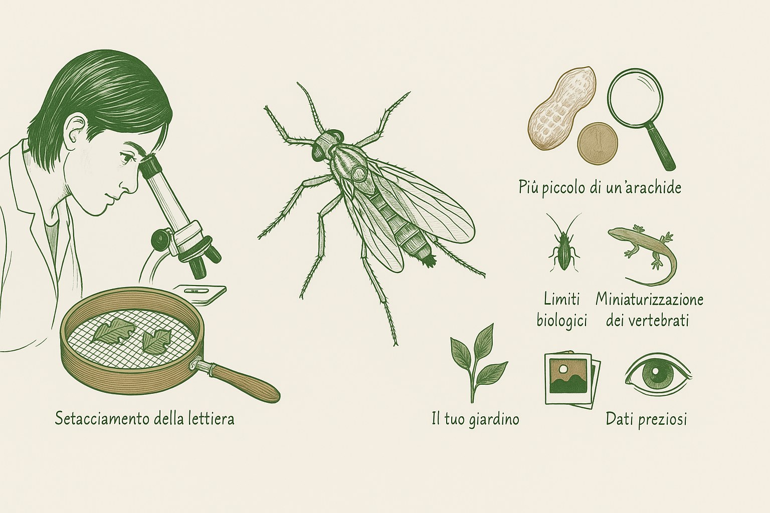 Osservazione con la lente della biodiversita minuscola in natura