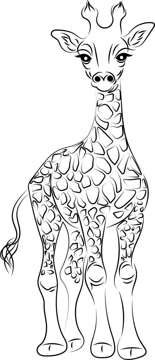fine-line giraffe colouring page to print