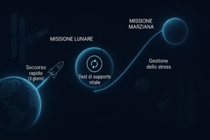 Infografica che confronta le fasi delle missioni lunari e marziane