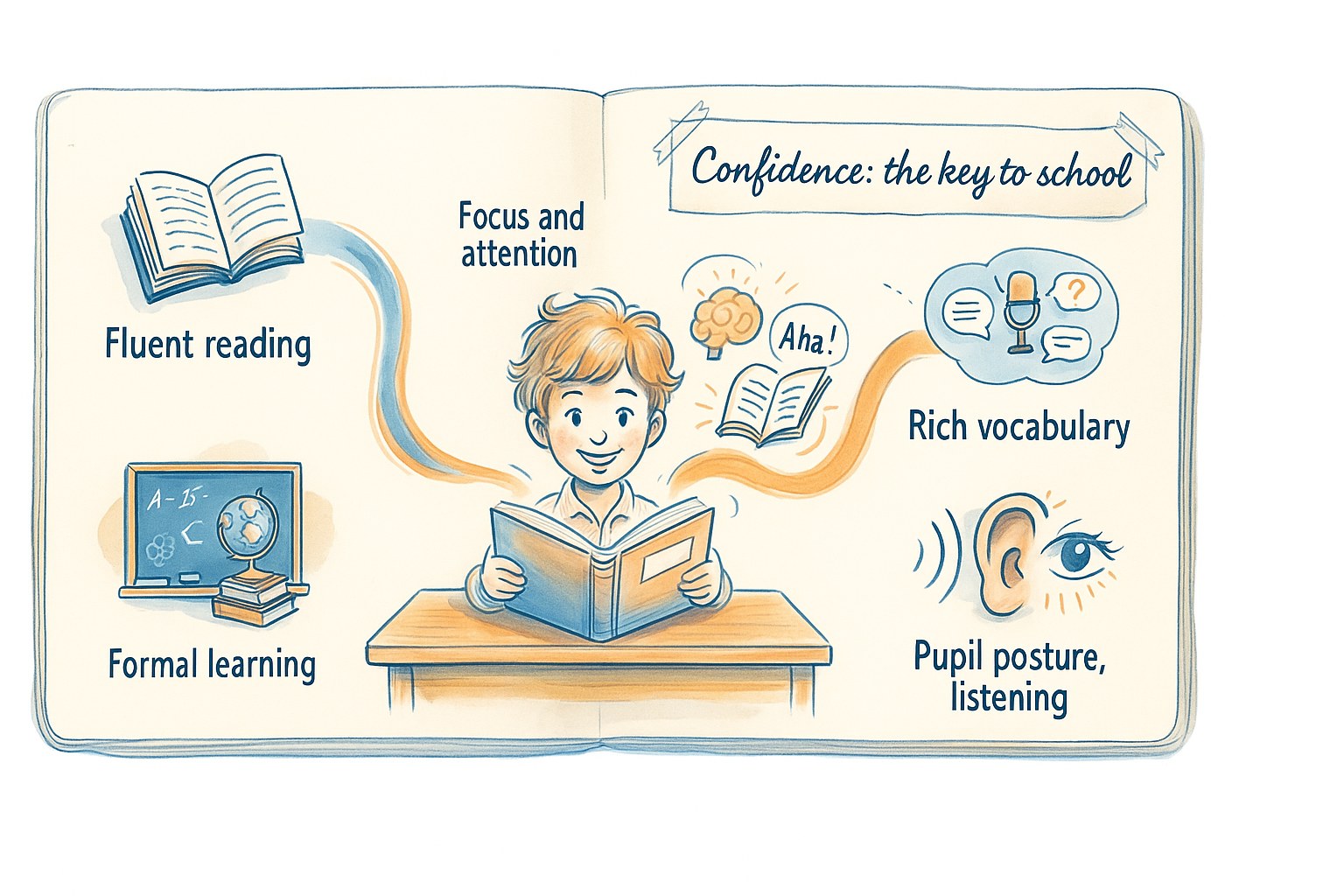 Infographic showing the key stages of learning and confidence in children aged 6 to 10