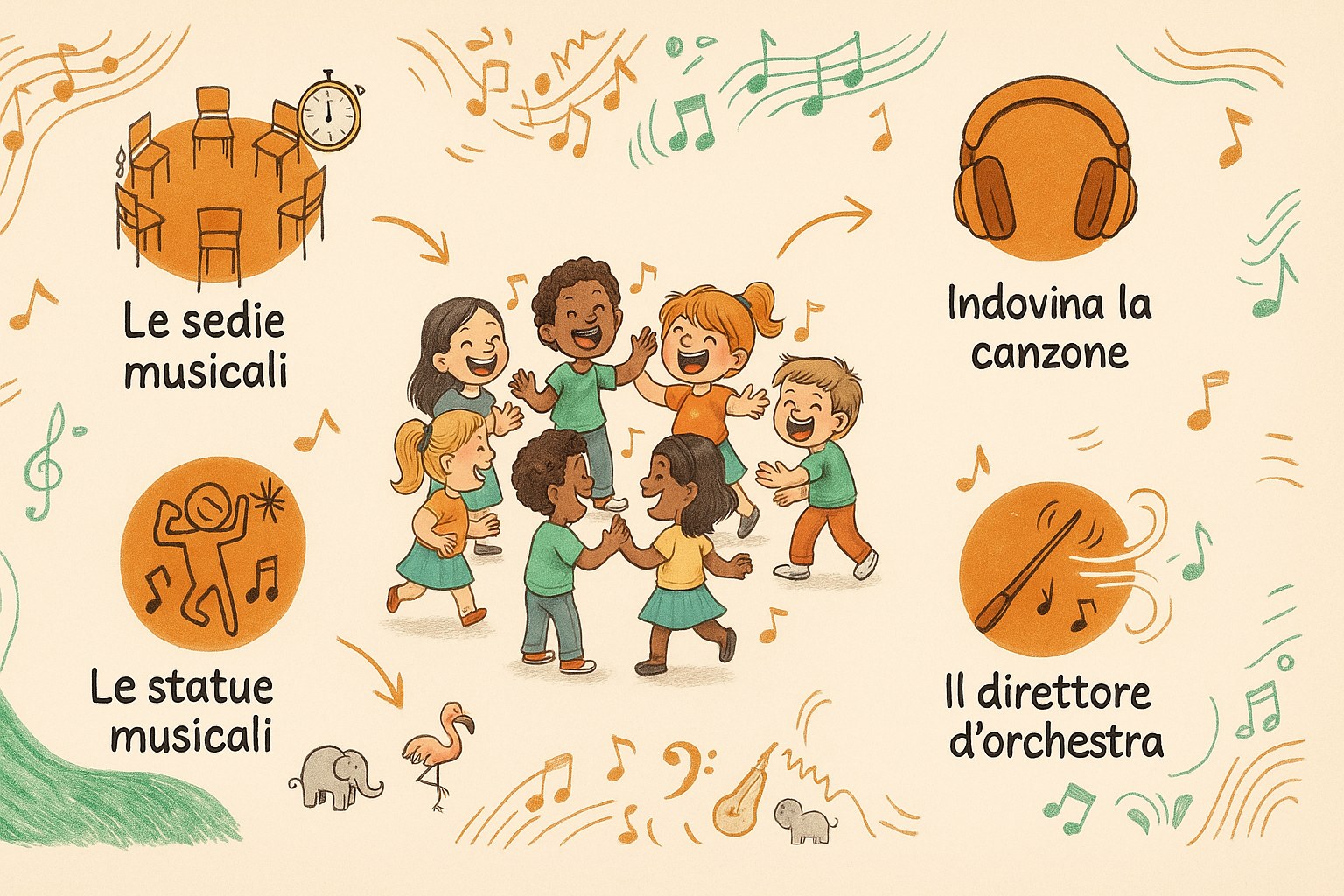 Bambini che ballano e si divertono con gli strumenti musicali a una festa