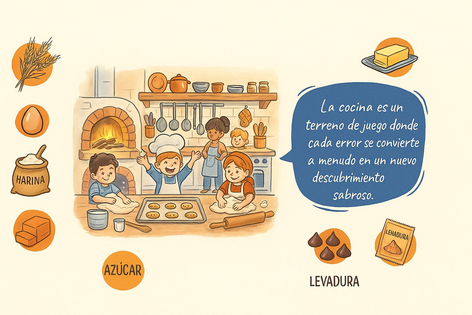 Niños alegres preparando galletas juntos en una cocina luminosa
