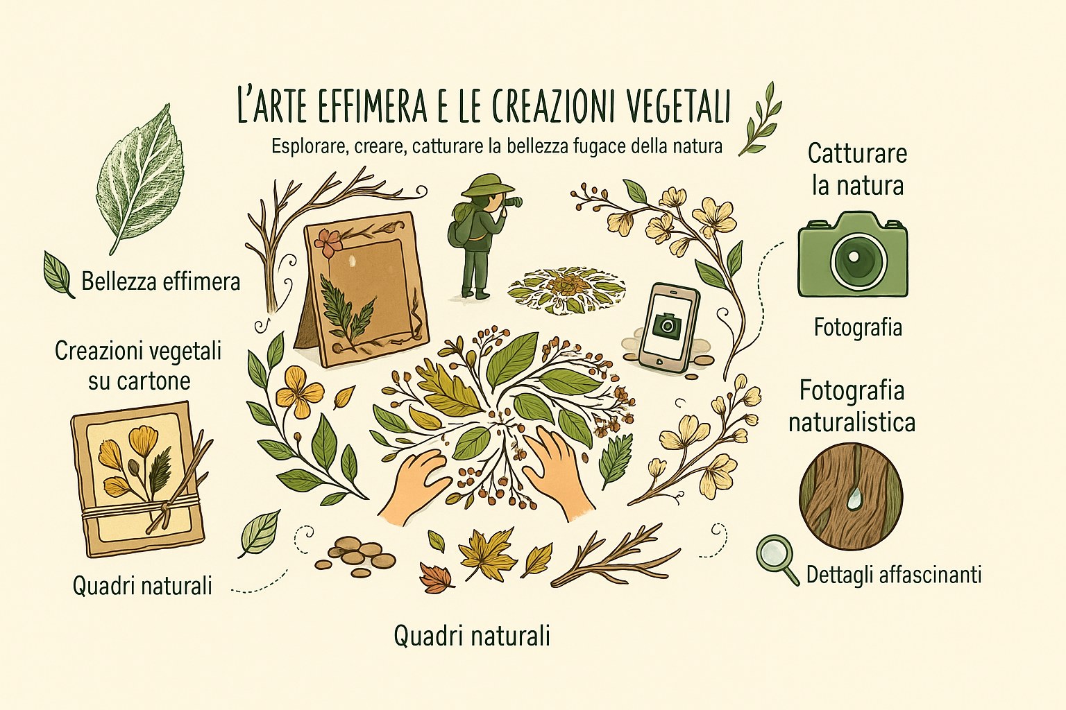 Bambini che creano motivi con foglie e sassi nel bosco