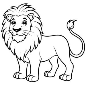 Smiling cartoon lion silhouette colouring page to print