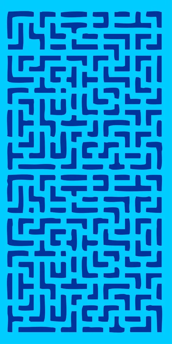 Vertical blue coloured maze to print