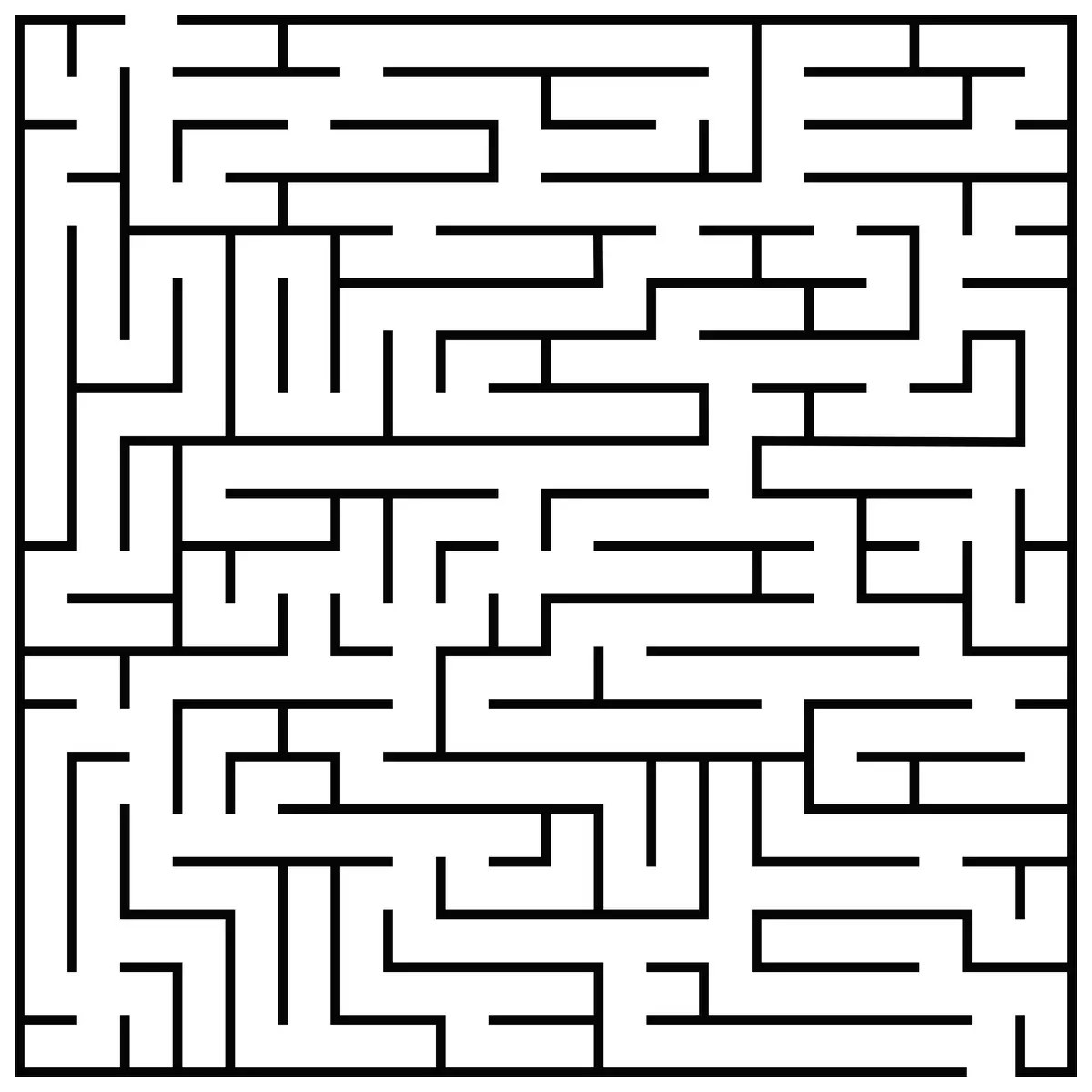 classic black-and-white rectangular hard maze for 7-10 year-olds to print