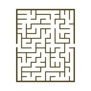 Classic square maze for a child aged 5-6 to print